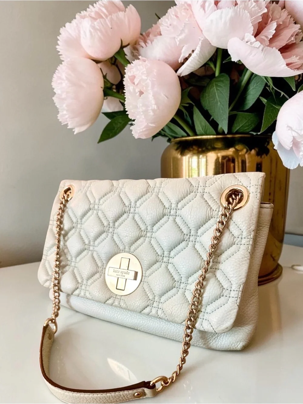kate spade Astor Court Blue Quilted Leather Shoulder Bag With Turn Lock